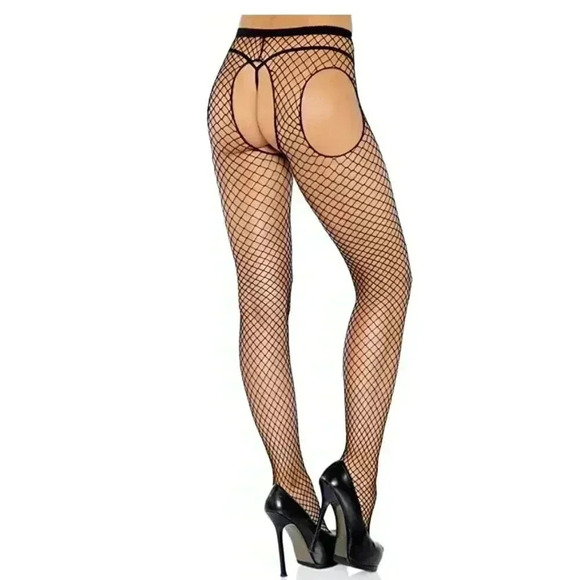 Leg Avenue Women's Fishnet Suspender Pantyhose, Size 1X - Picture 2 of 3